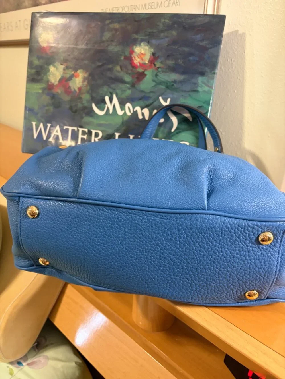 Michael Kors Fulton Large Chain Shoulder Tote Blue EUC